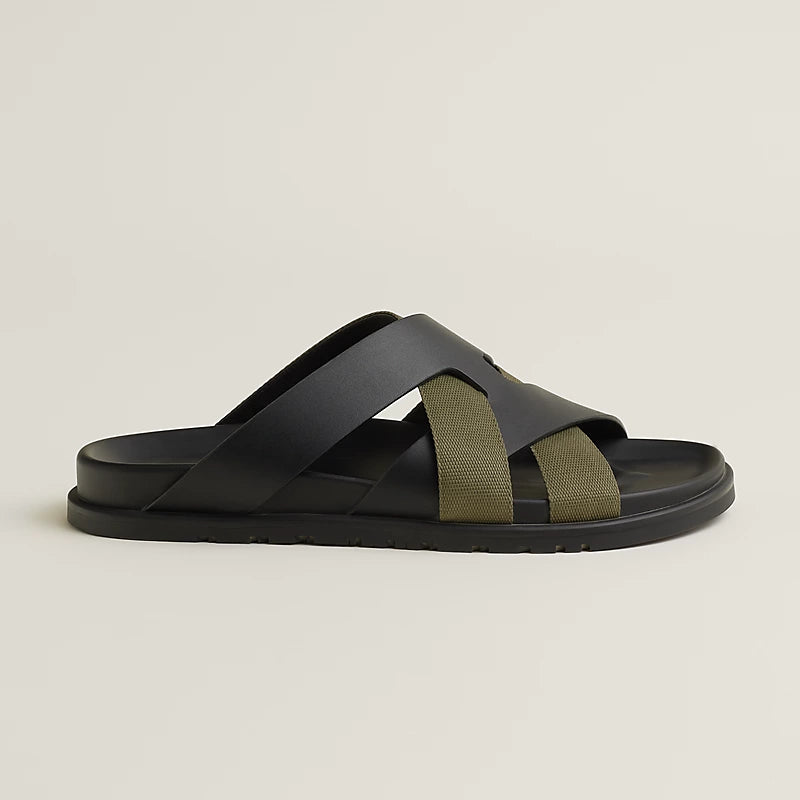 Sandales Hermes - Kazimir - Noir / Vert Toundra