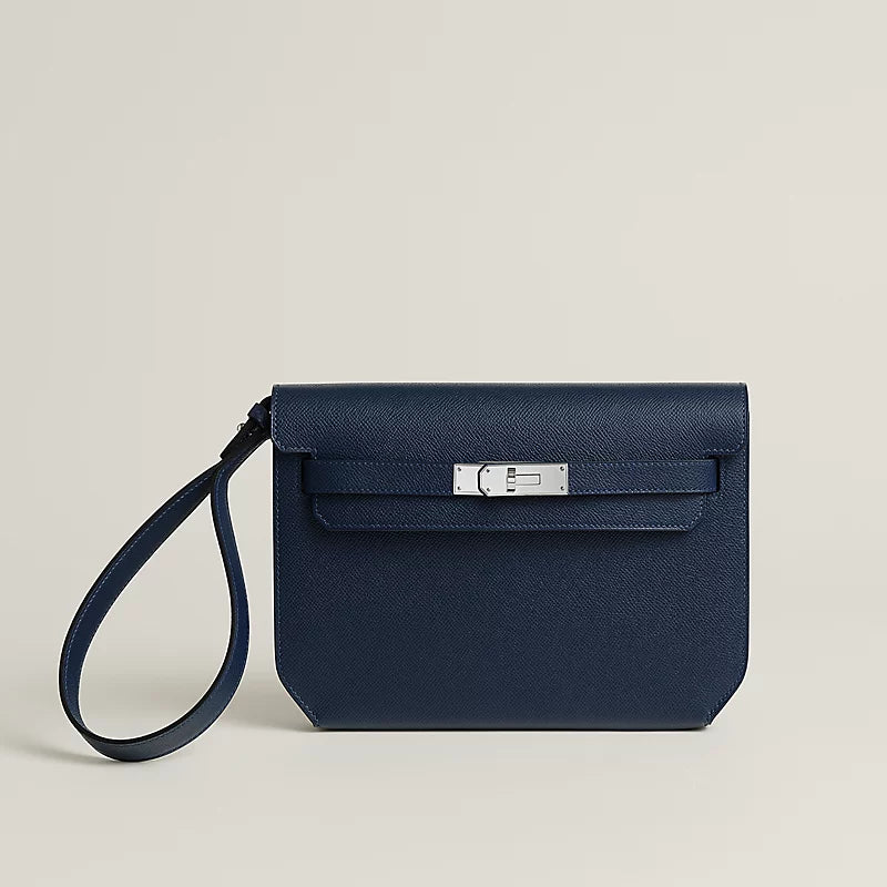 Pochette Hermes - Kelly depeches 25 pouch - Bleu Marine