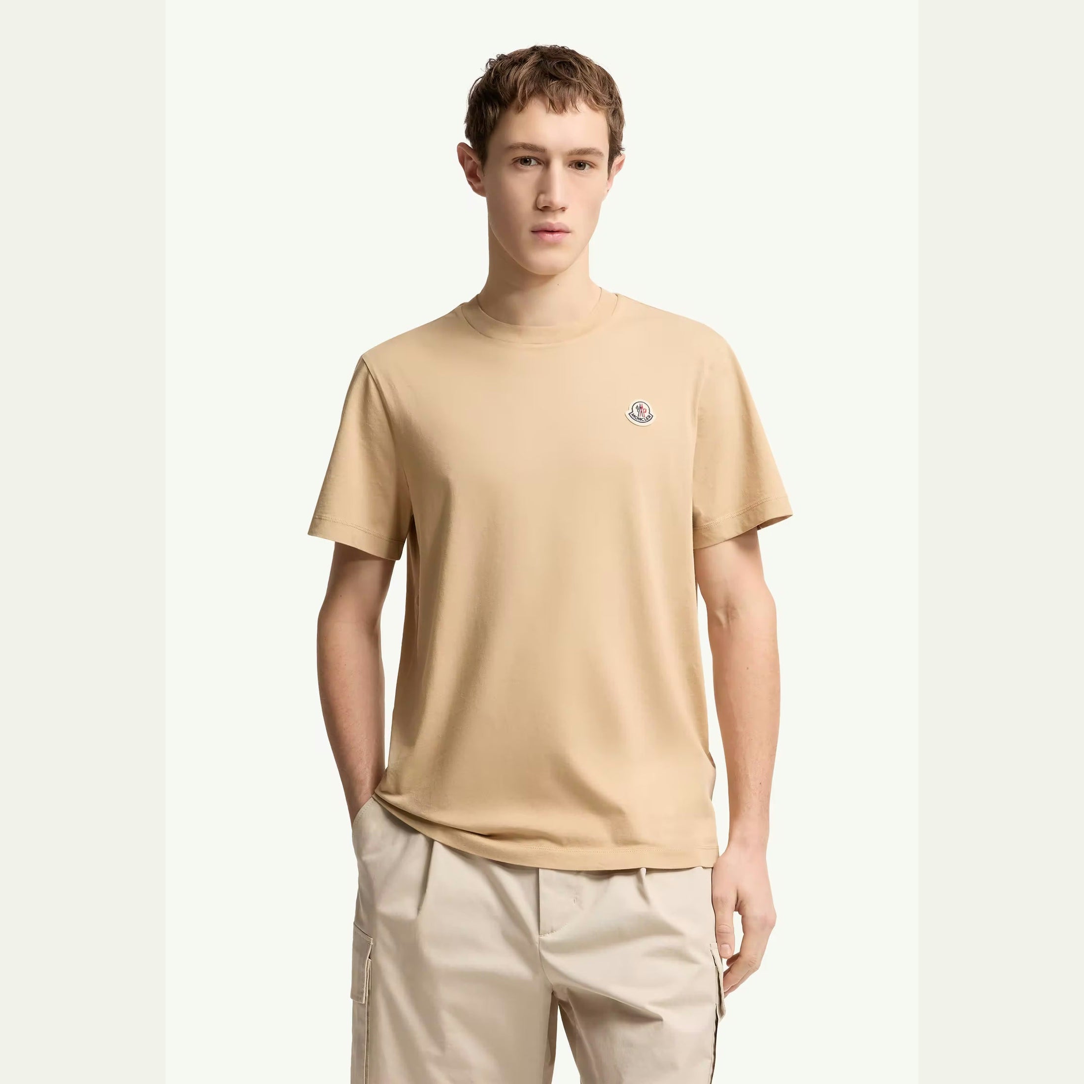 T-Shirt Moncler - Logo Patch - Beige
