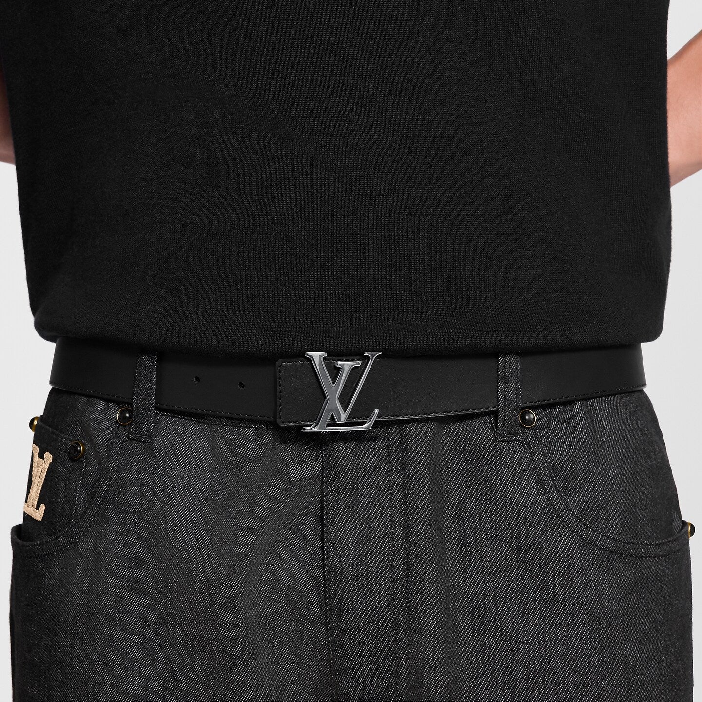 Ceinture Louis Vuitton - Initiales 35 mm réversible - Noir