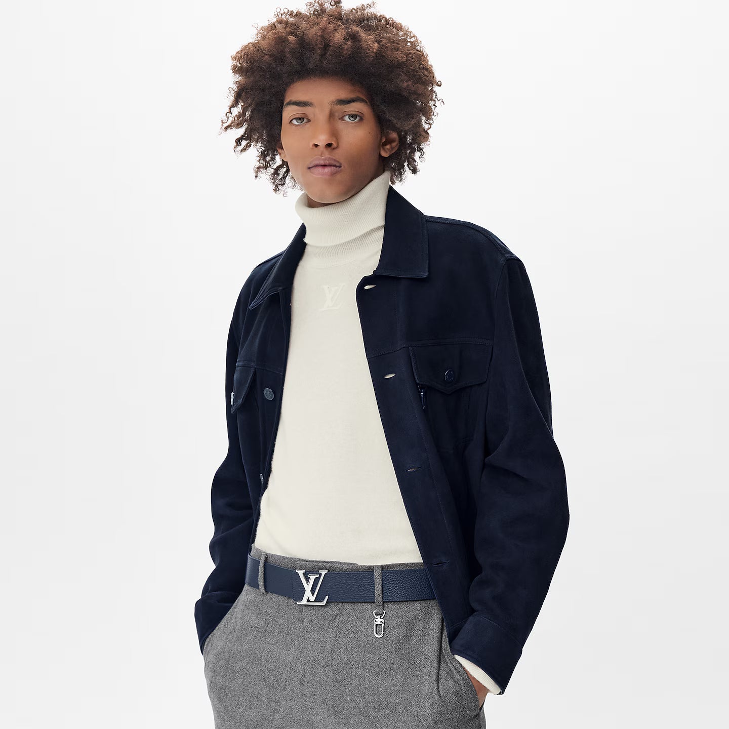 Ceinture Loui Vuitton - Initiales Taurillon 40mm Reversible - Bleu/Gris