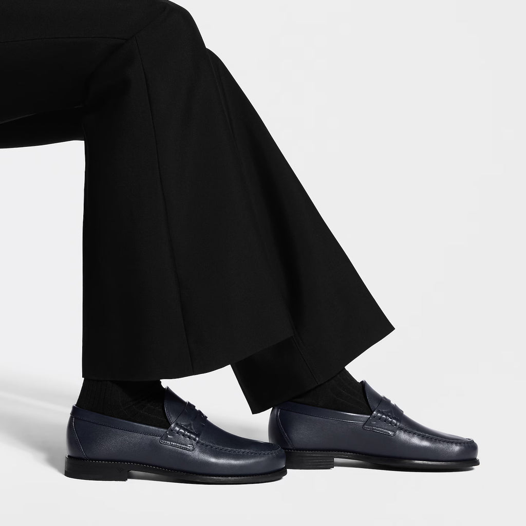 Mocassins Louis Vuitton - Major - Cuir lisse - Bleu Marine