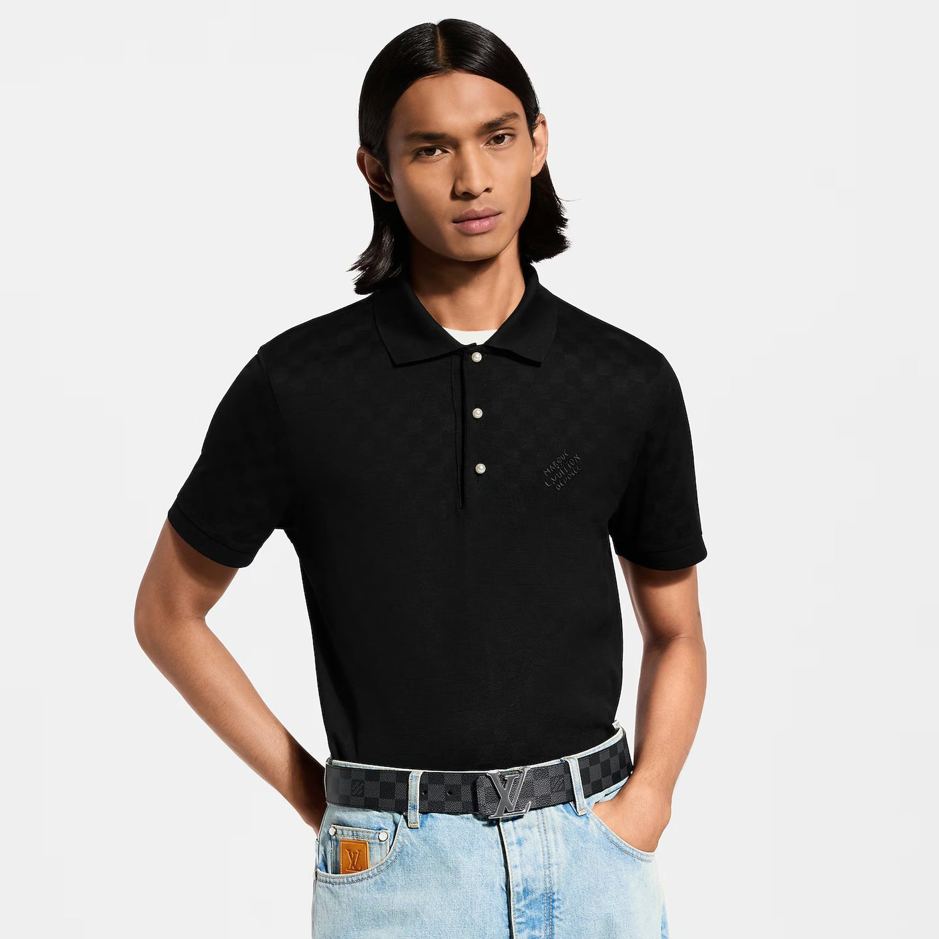 Polo Louis Vuitton - à motif Damier - Noir