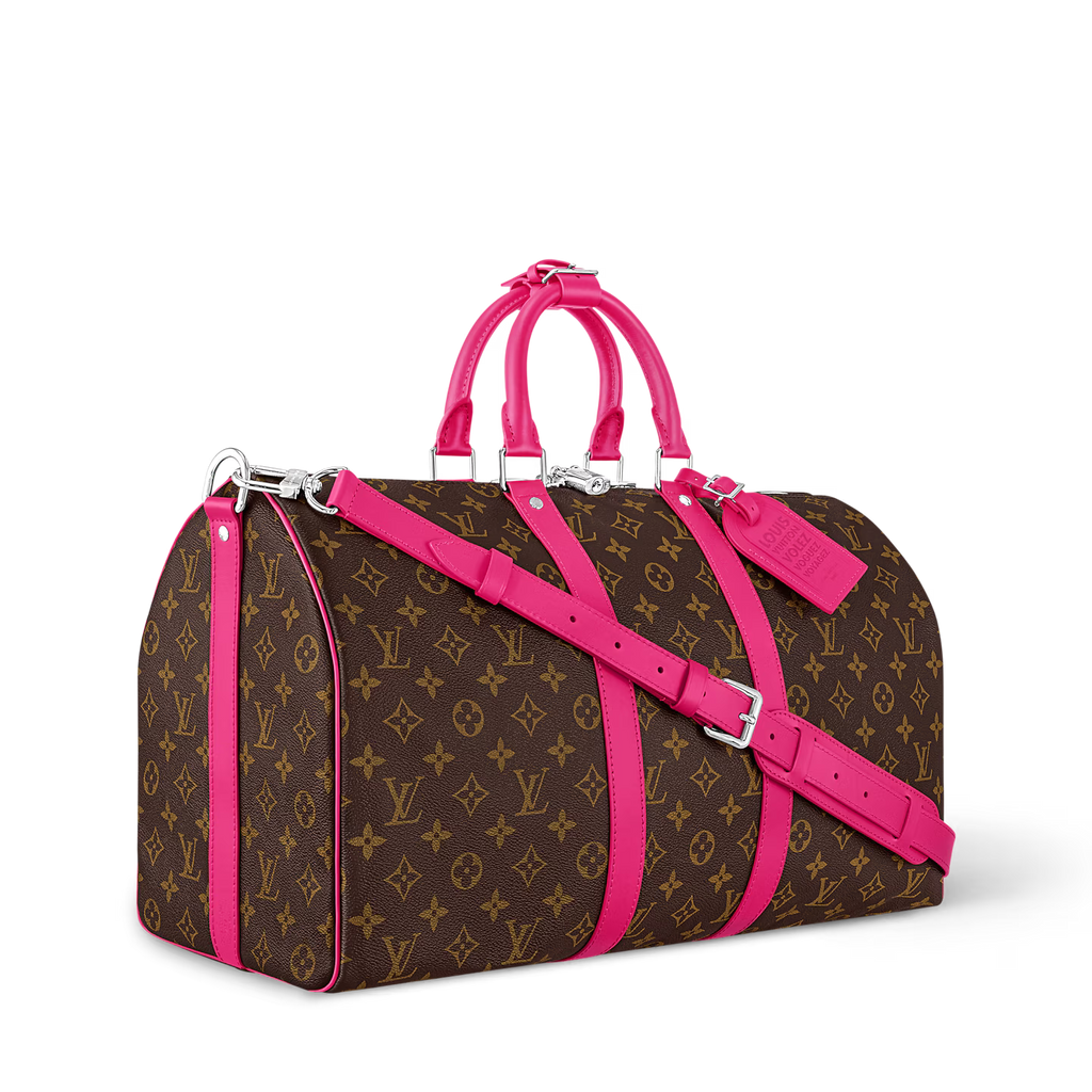 Sac de voyage Louis Vuitton - Keepall Bandoulière 45 - Toile Monogram Rose Pondichéry