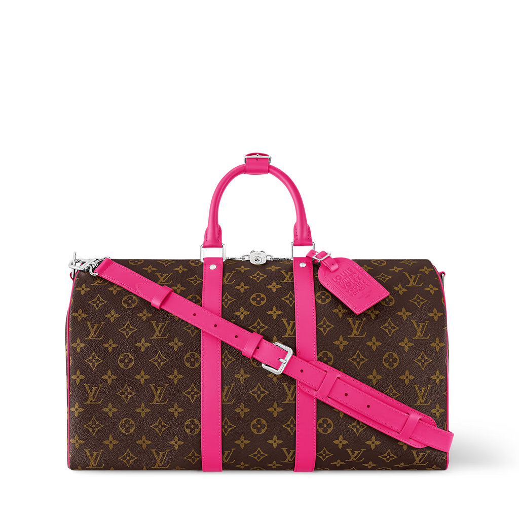 Sac de voyage Louis Vuitton - Keepall Bandoulière 45 - Toile Monogram Rose Pondichéry