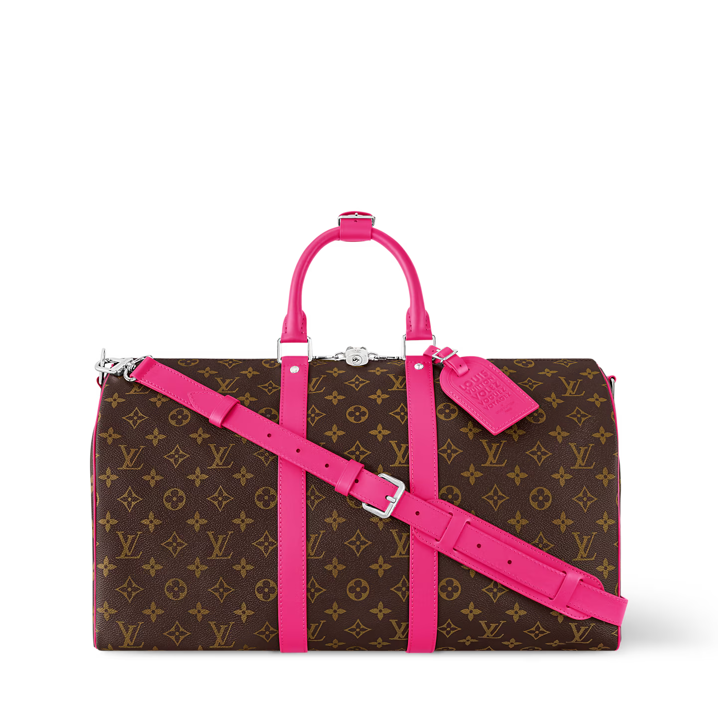 Sac de voyage Louis Vuitton - Keepall Bandoulière 45 - Toile Monogram Rose Pondichéry