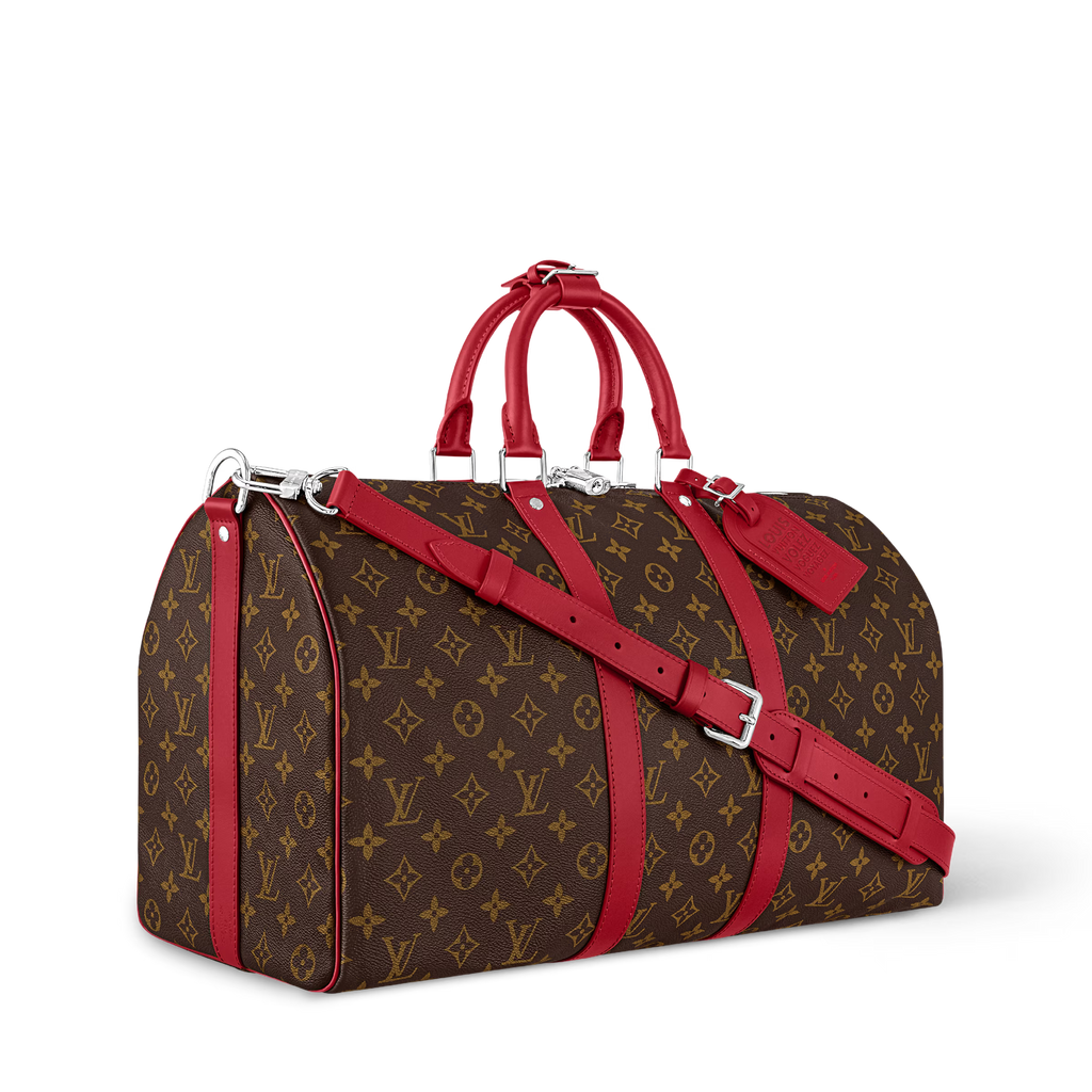 Sac de voyage Louis Vuitton - Keepall Bandoulière 45 - Toile Monogram Rouge Sari
