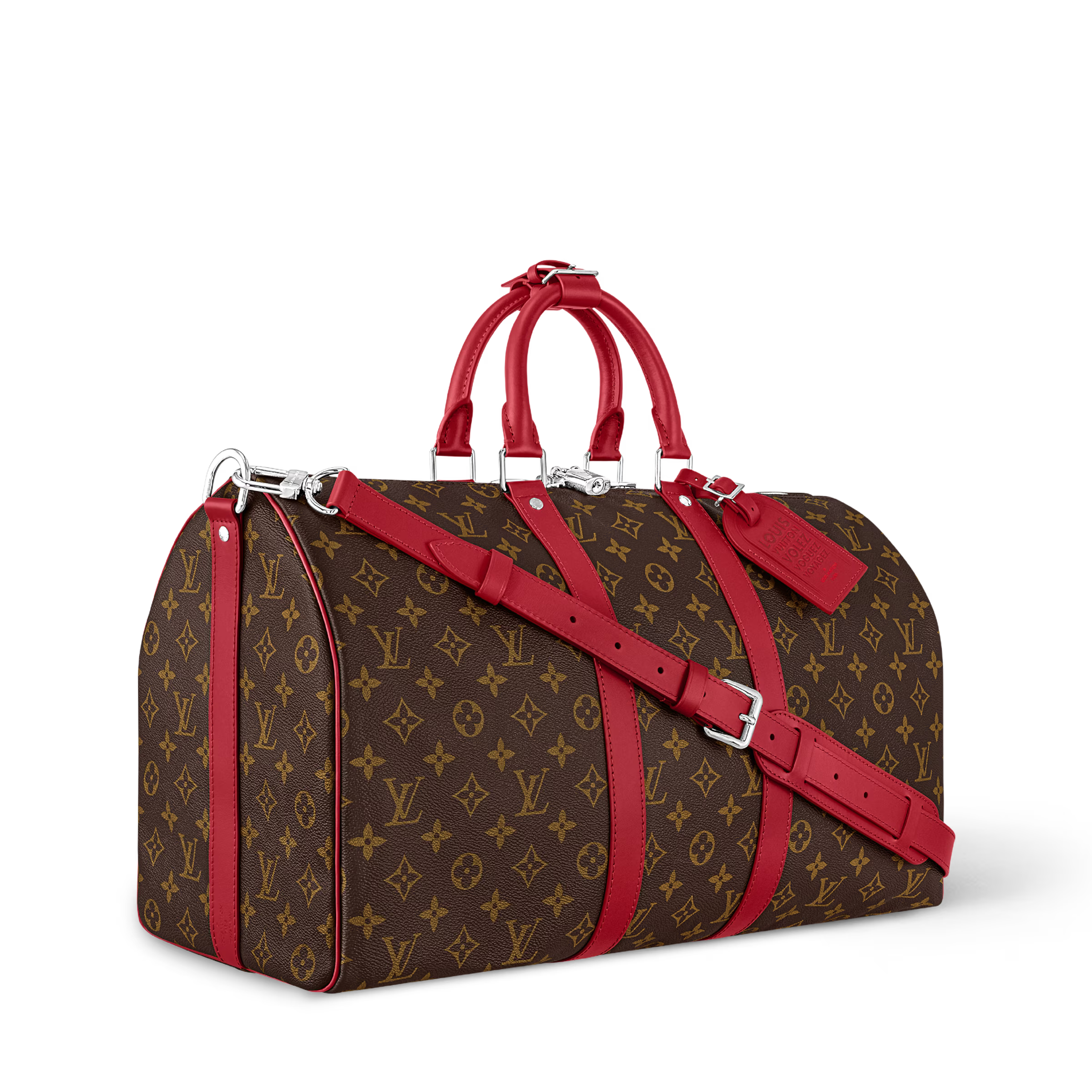 Sac de voyage Louis Vuitton - Keepall Bandoulière 45 - Toile Monogram Rouge Sari