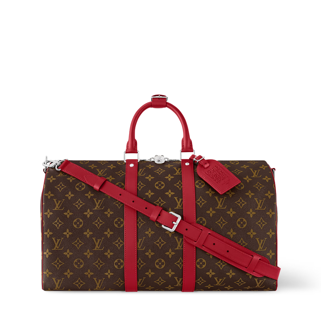 Sac de voyage Louis Vuitton - Keepall Bandoulière 45 - Toile Monogram Rouge Sari