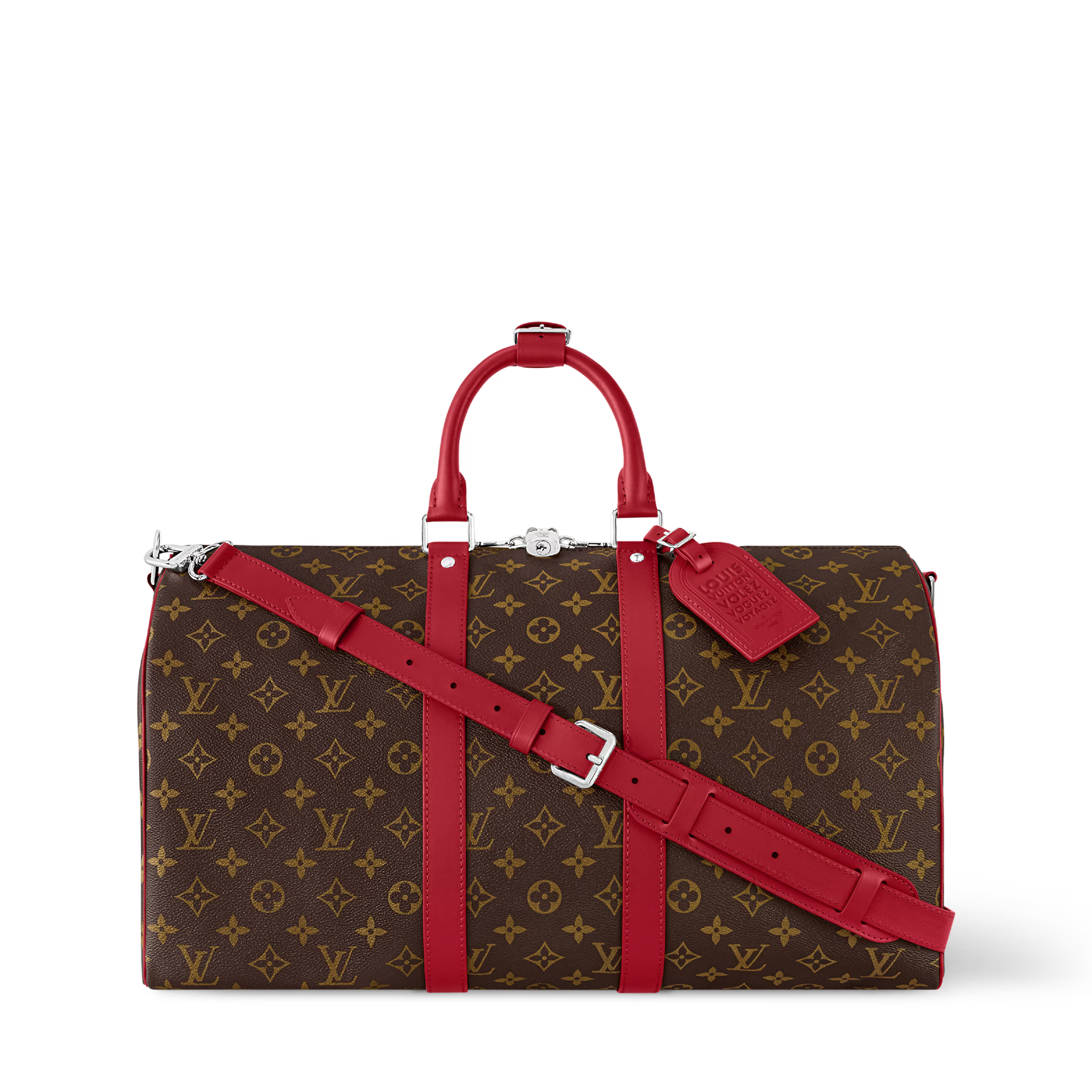 Sac de voyage Louis Vuitton - Keepall Bandoulière 45 - Toile Monogram Rouge Sari