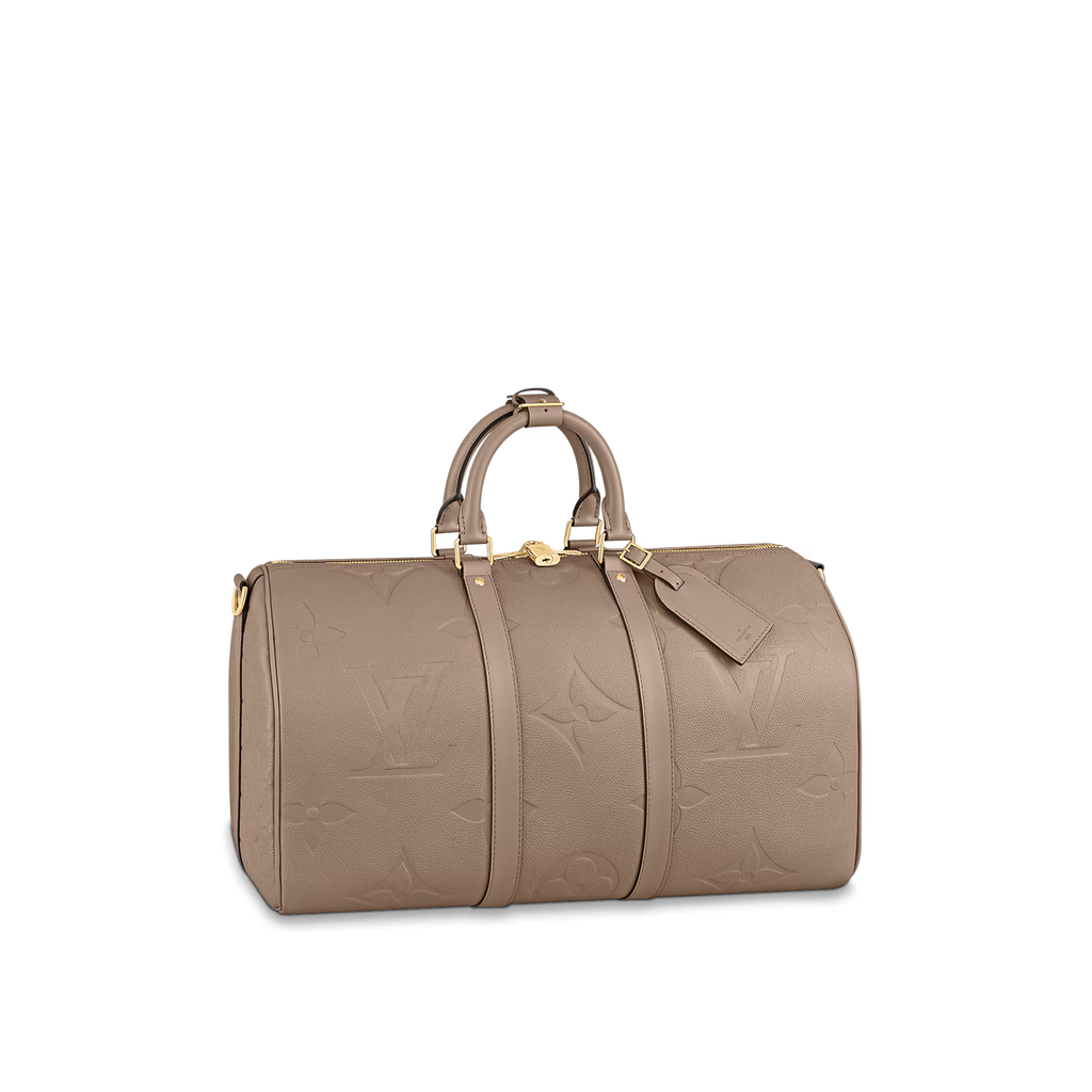 Sac de voyage Louis Vuitton - Keepall Bandoulière 45 - Monogram Empreinte Giant - Beige