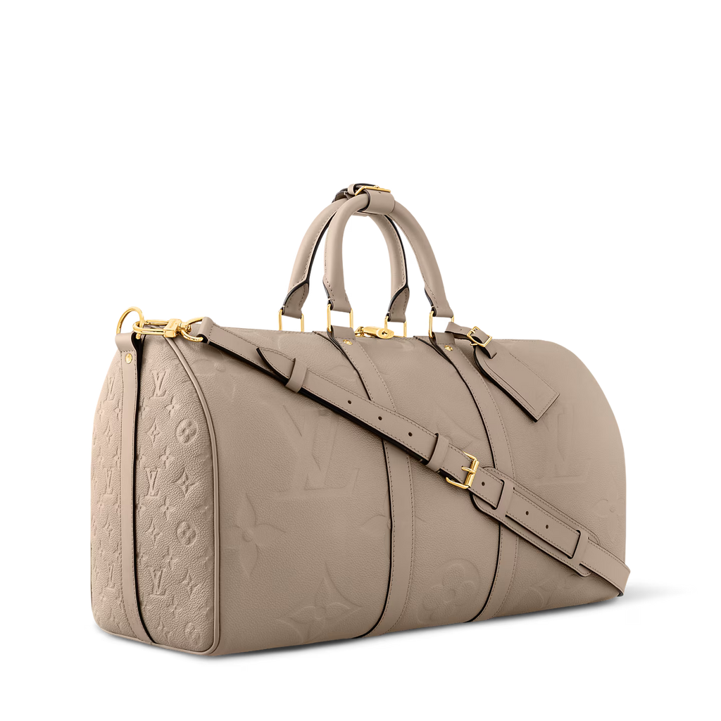 Sac de voyage Louis Vuitton - Keepall Bandoulière 45 - Monogram Empreinte Giant - Beige