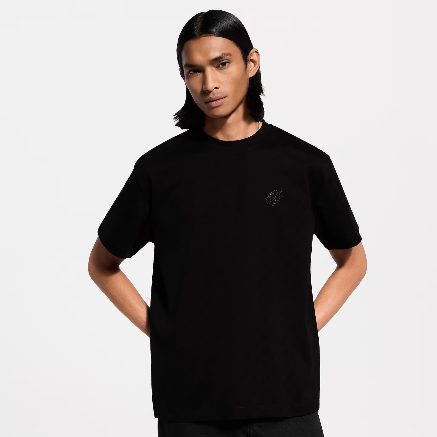 T-Shirt Louis Vuitton - à motif Damier et signature - Noir