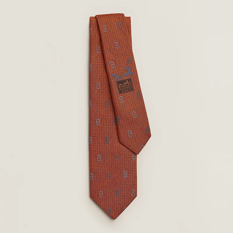Cravate Hermes - H Scintillant - Maillon d'Hiver - Orange