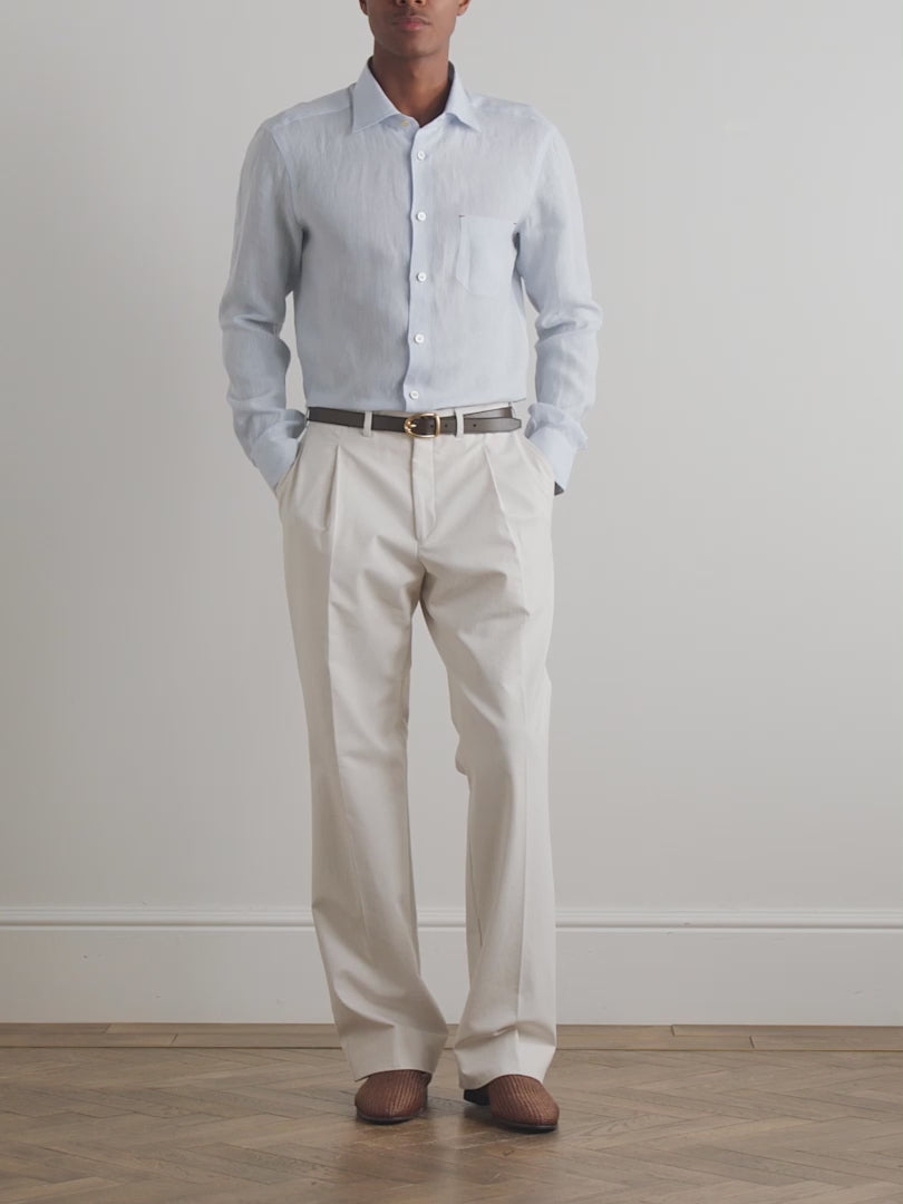 Chemise Kiton - À Boutonnière sur le devant - Bleu