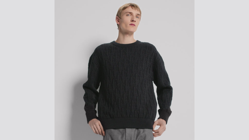 Pull Dior Oblique Jacquard de coton mélangé - Noir