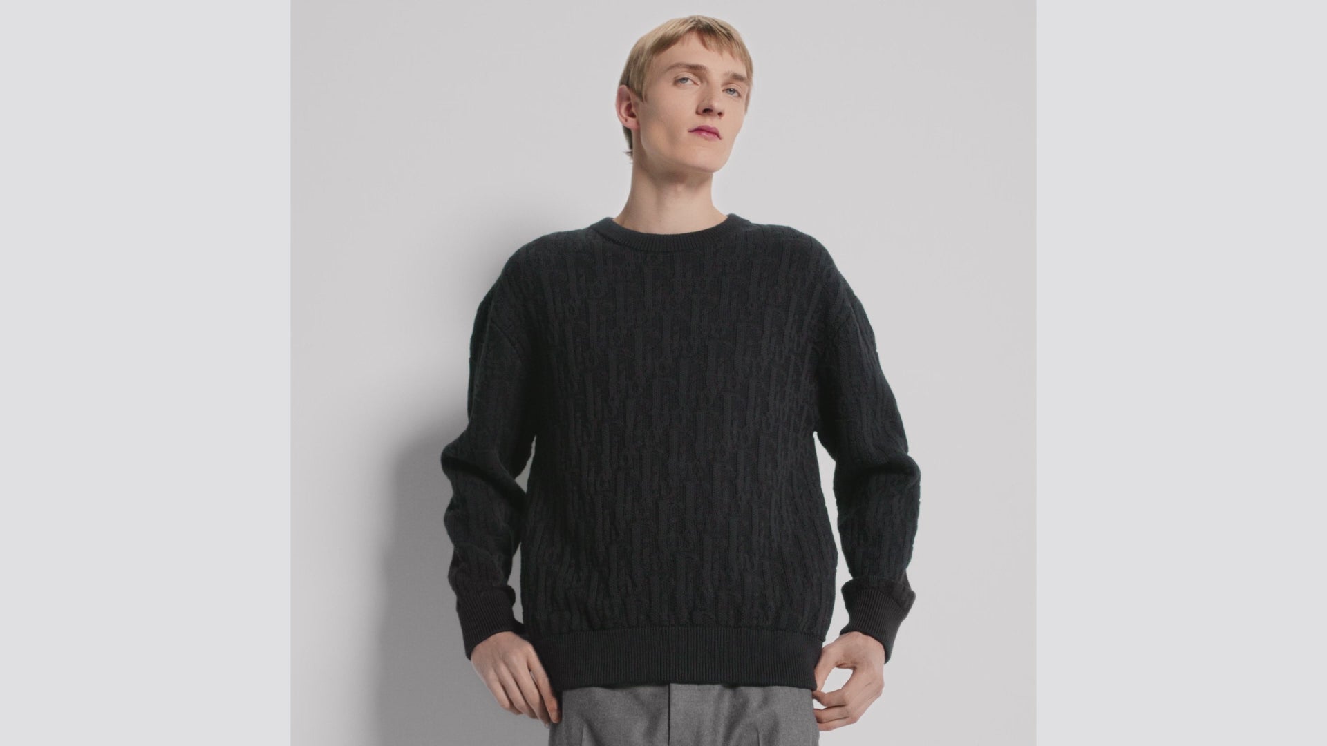 Pull Dior Oblique Jacquard de coton mélangé - Noir