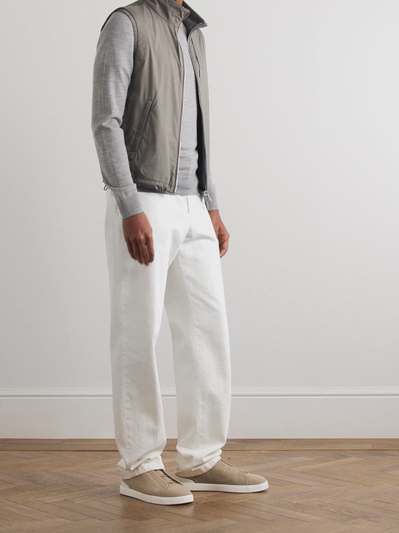 Gilet Zegna-  Reversible Micofibre and Cashmere - Beige