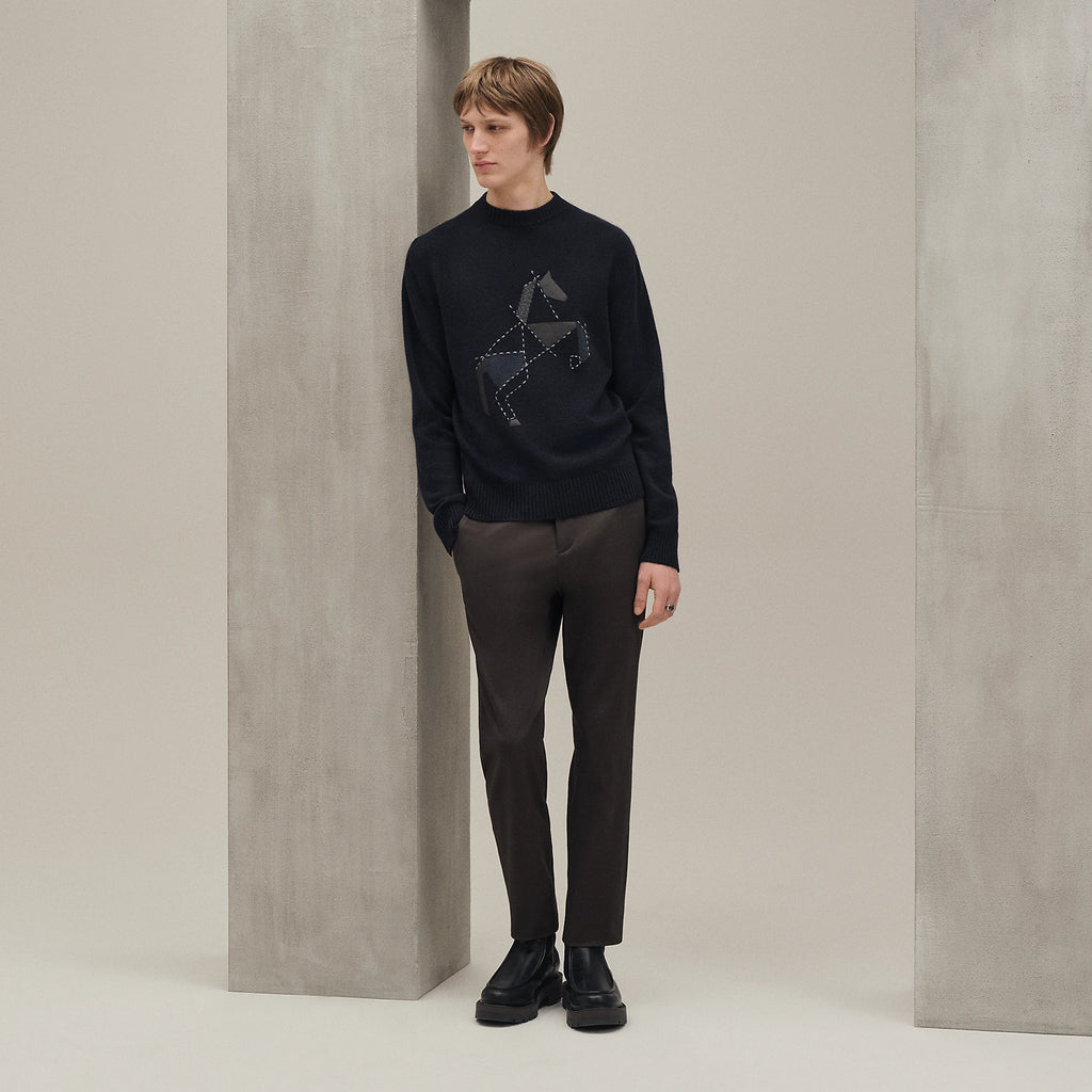 Pull Hermes - Col Rond - Cheval Tangram - Cachemire