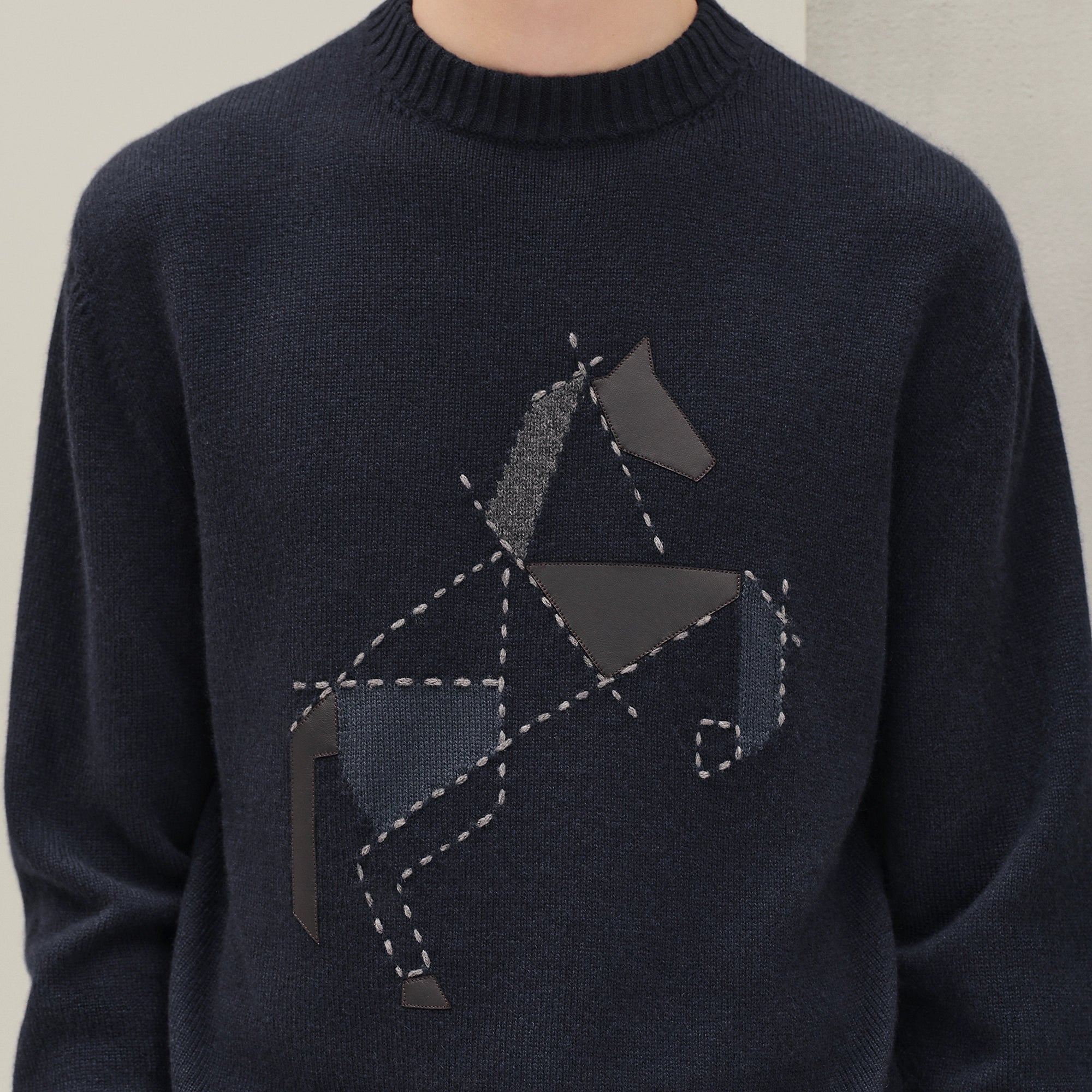 Pull Hermes - Col Rond - Cheval Tangram - Cachemire