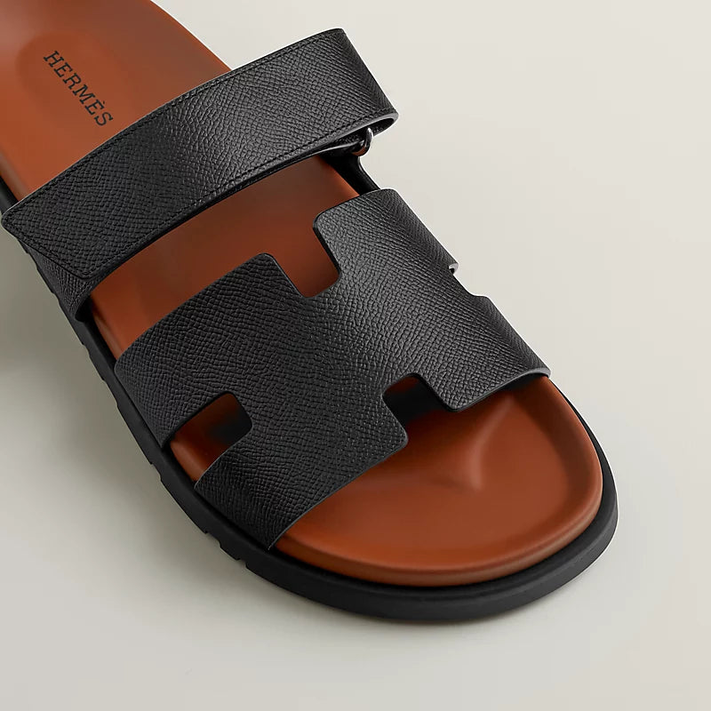 Sandales Hermes - Chypre - Noir/Naturel