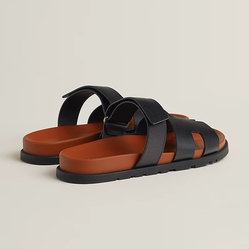 Sandales Hermes - Chypre - Noir/Naturel