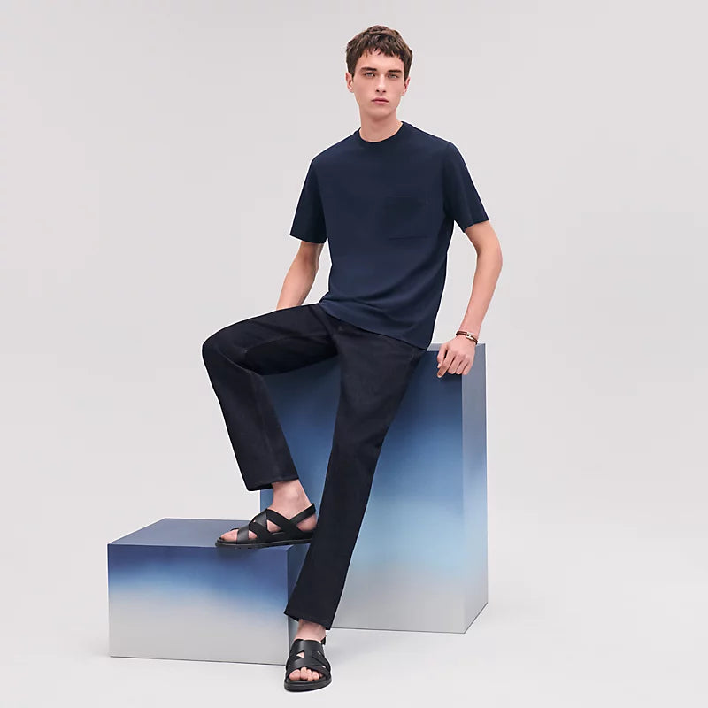 T-Shirt Hermes - Piqûres Sellier - Marine