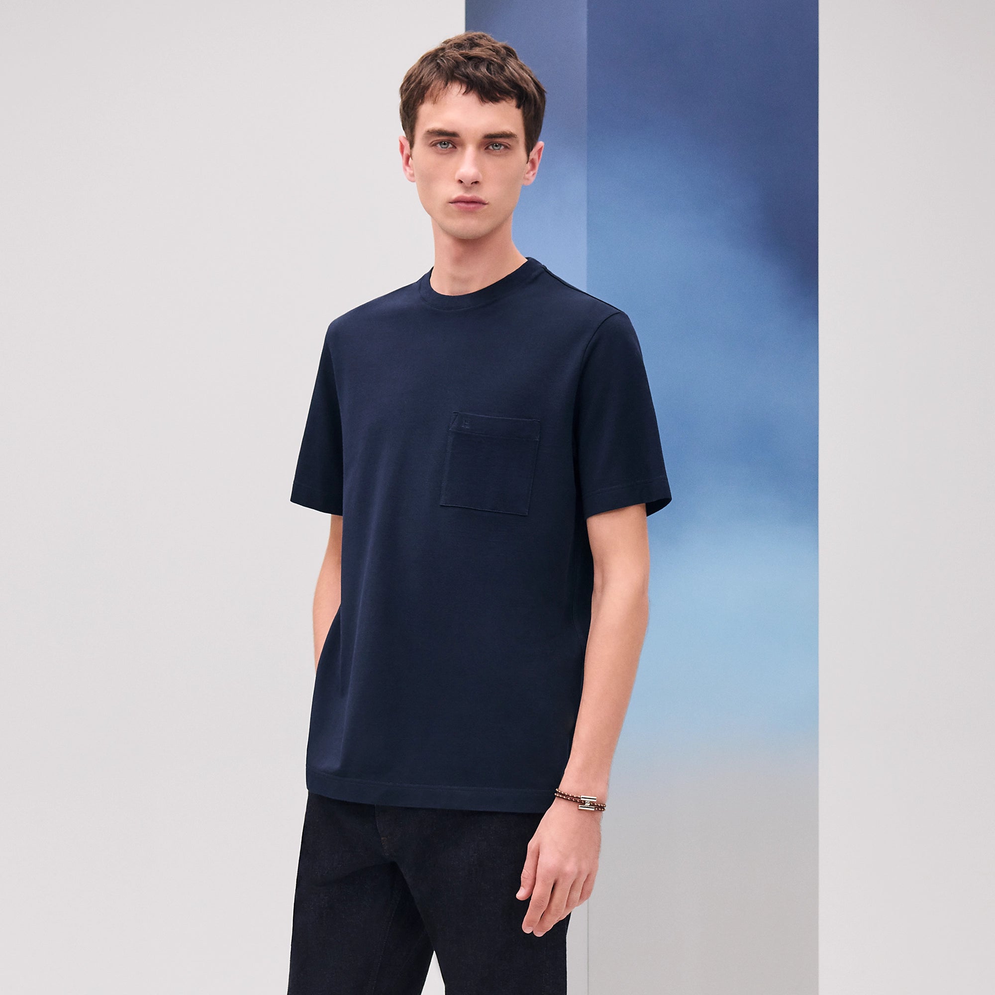 T-Shirt Hermes - Piqûres Sellier - Marine