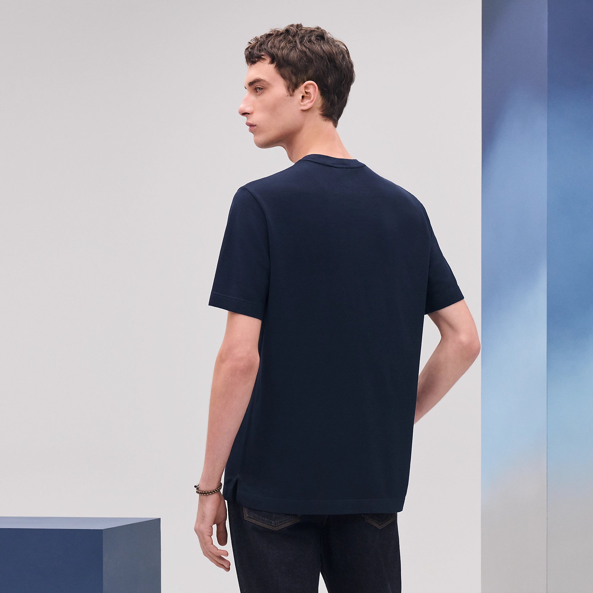 T-Shirt Hermes - Piqûres Sellier - Marine