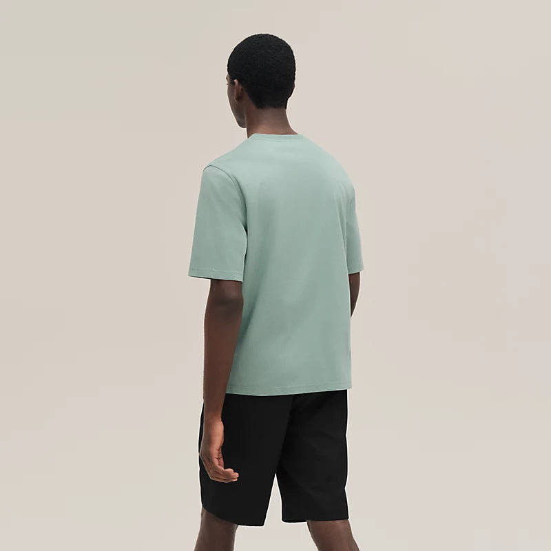 T-Shirt Hermes - Mini patch cuir « H'Cheval » - Céladon
