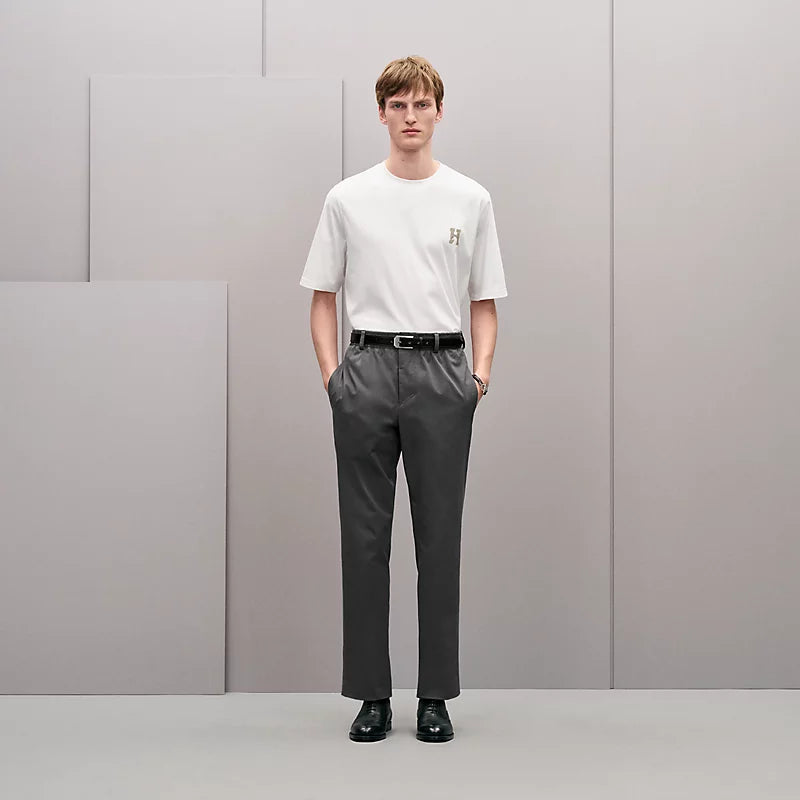 T-Shirt Hermes - Mini patch cuir « H'Cheval » - Blanc