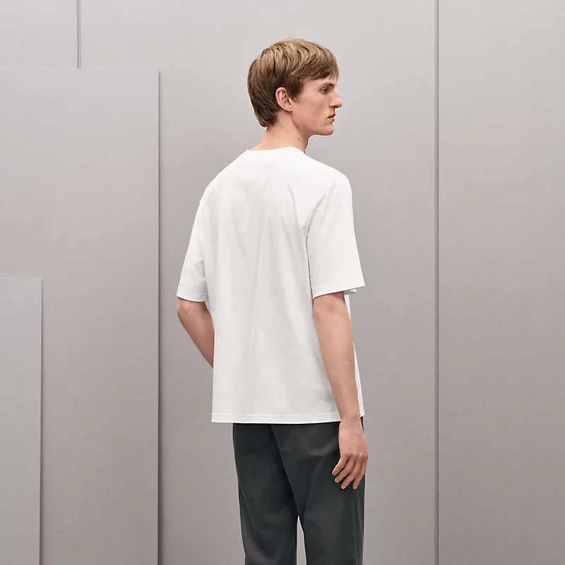 T-Shirt Hermes - Mini patch cuir « H'Cheval » - Blanc