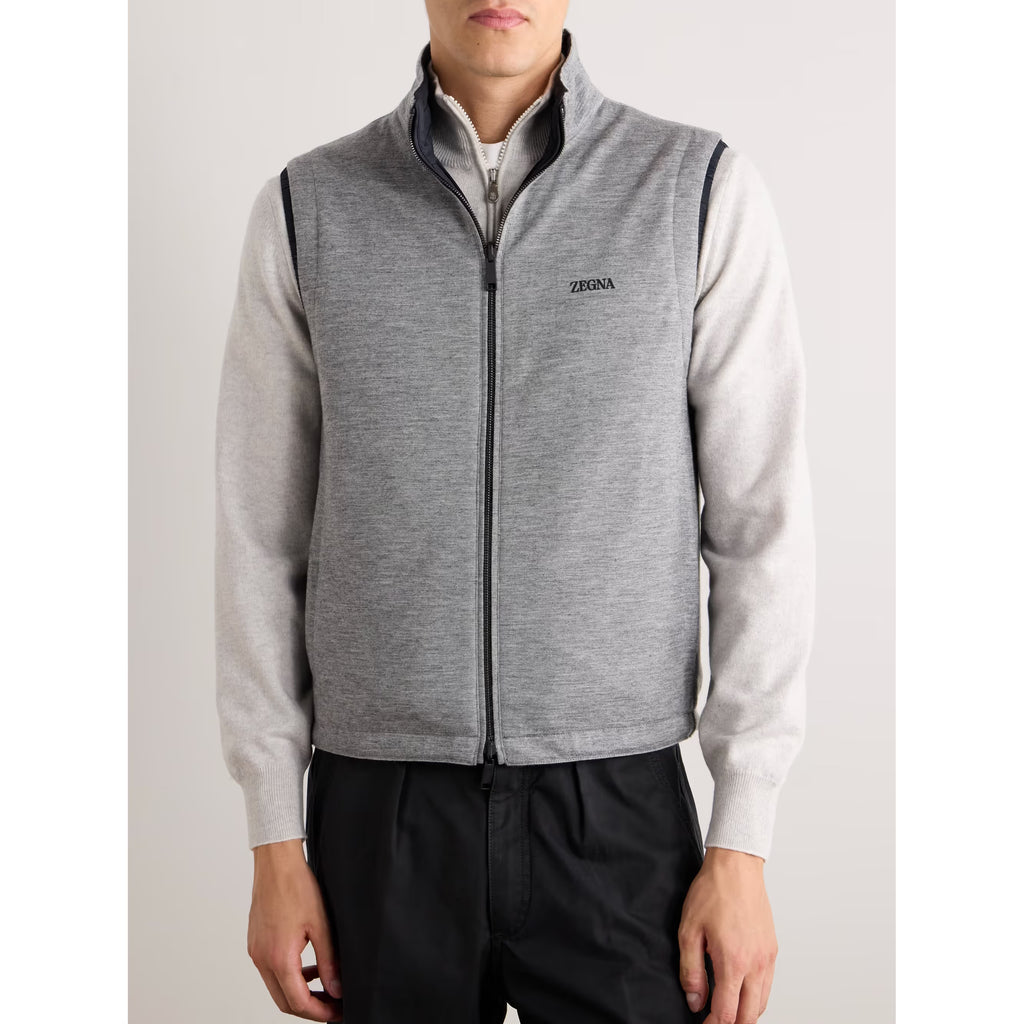 Gilet Zegna-  Reversible Micofibre and Cashmere - Bleu Marine