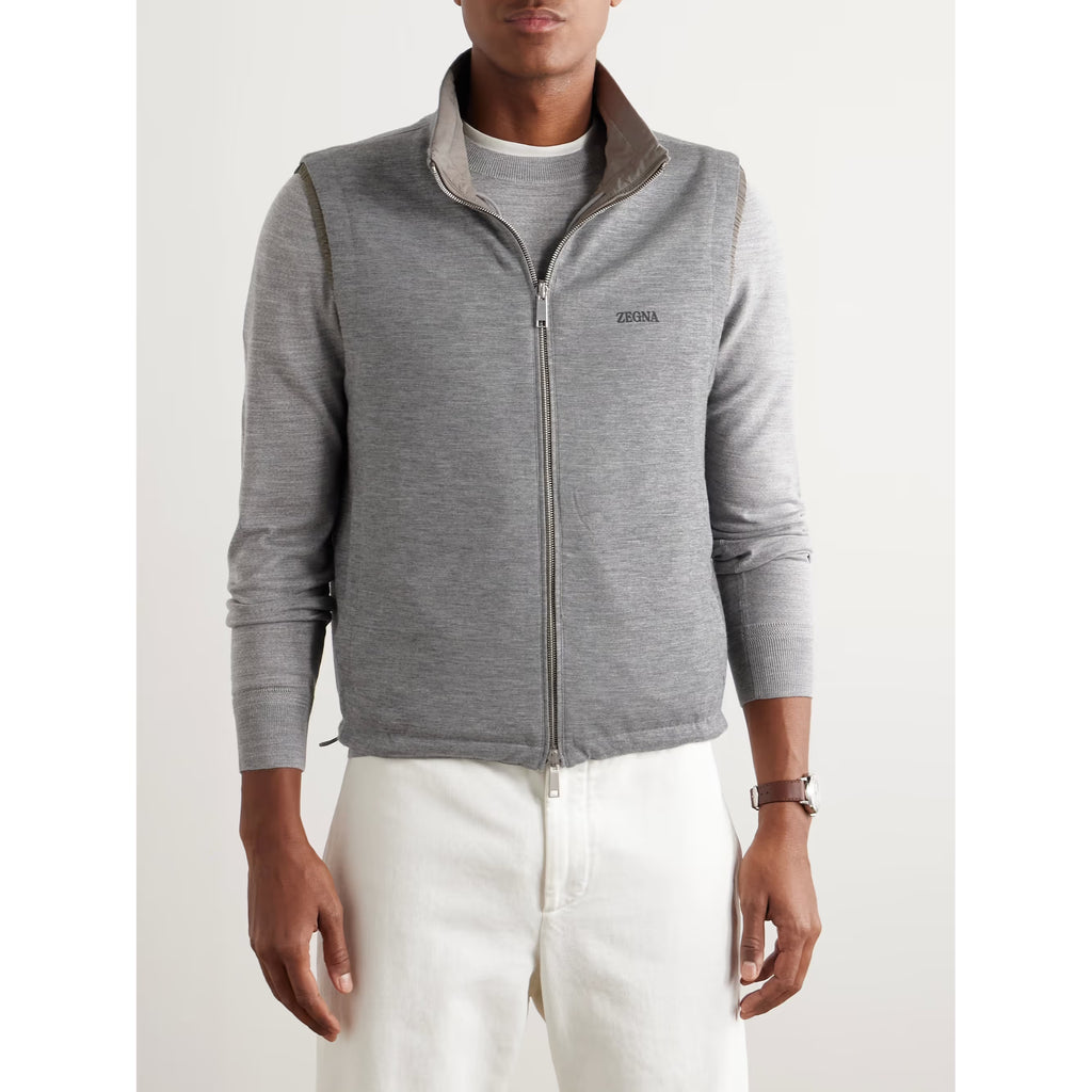Gilet Zegna-  Reversible Micofibre and Cashmere - Beige