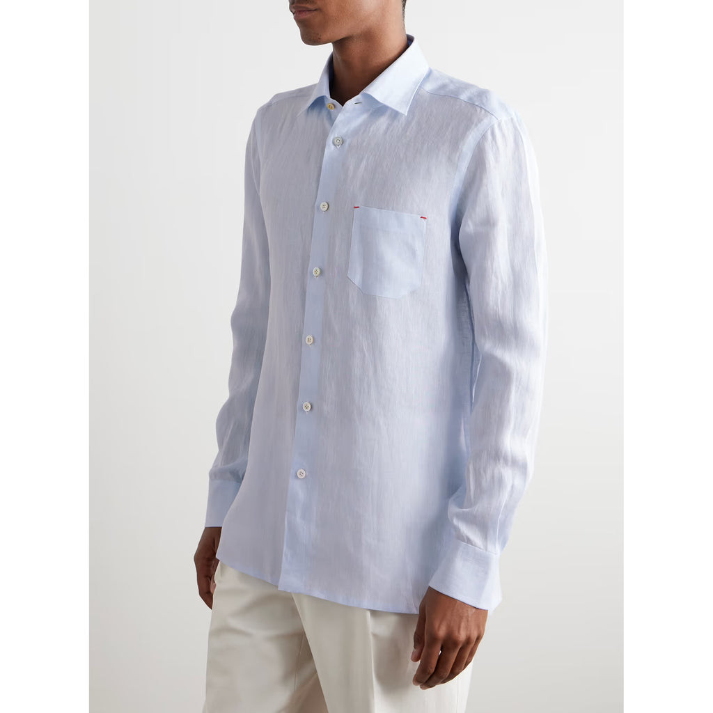 Chemise Kiton - À Boutonnière sur le devant - Bleu