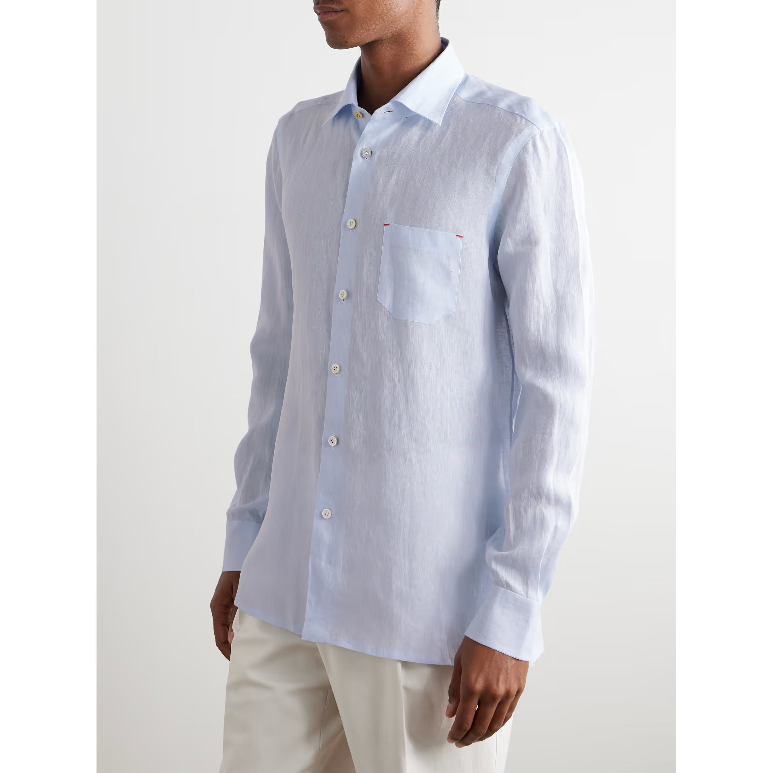 Chemise Kiton - À Boutonnière sur le devant - Bleu